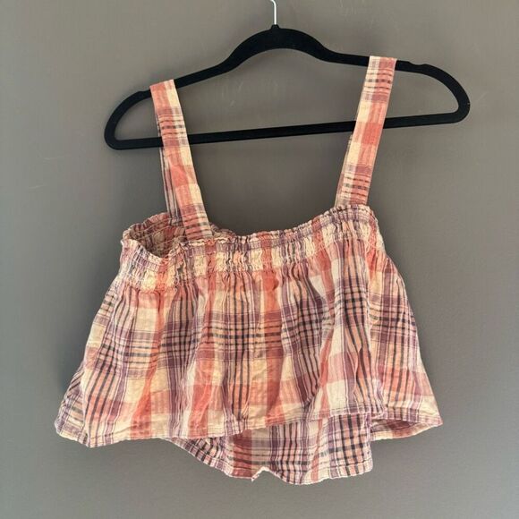 American Eagle pink plaid crop tank top size medium - Picture 3 of 5